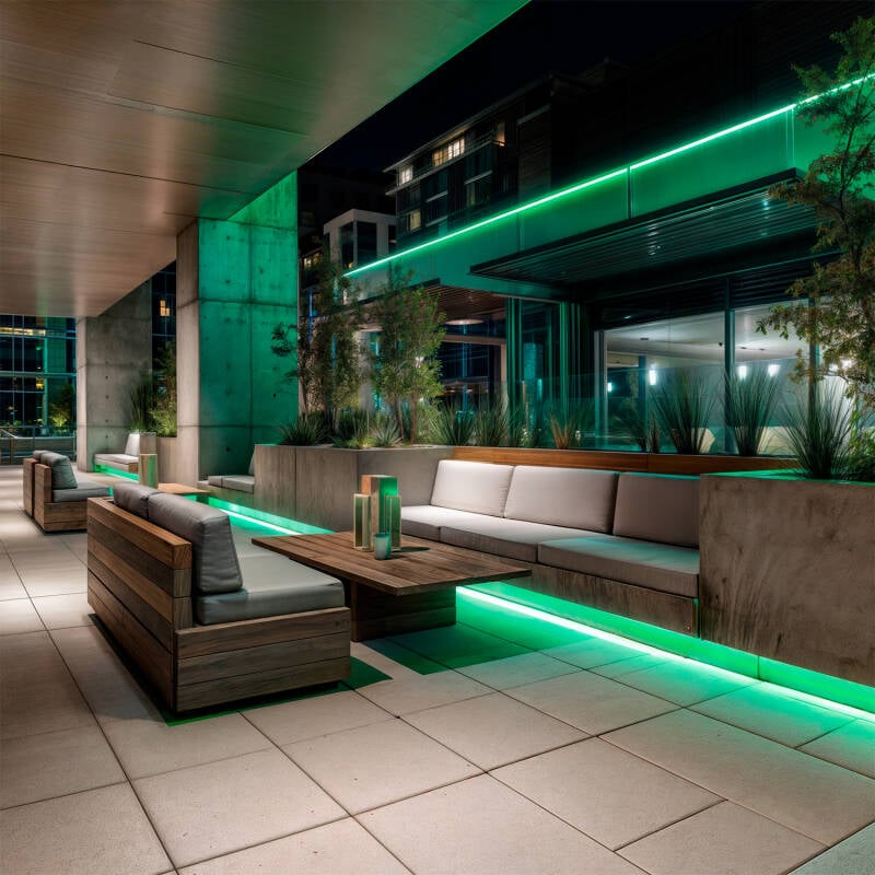 Tira LED Neón Regulable 220V Verde Semicircular 180 9W/m Corte 100cm IP67 a Medida