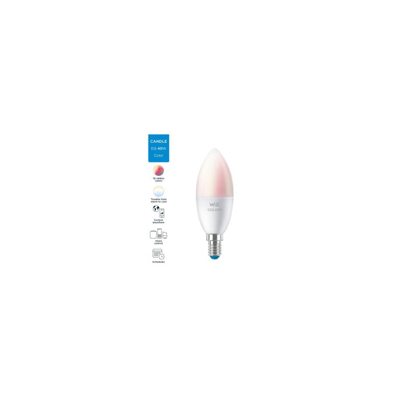 Pack 2 Bombillas Inteligentes LED E14 4.9W 470 lm C37 WiFi  + Bluetooth Regulable RGBWW WIZ