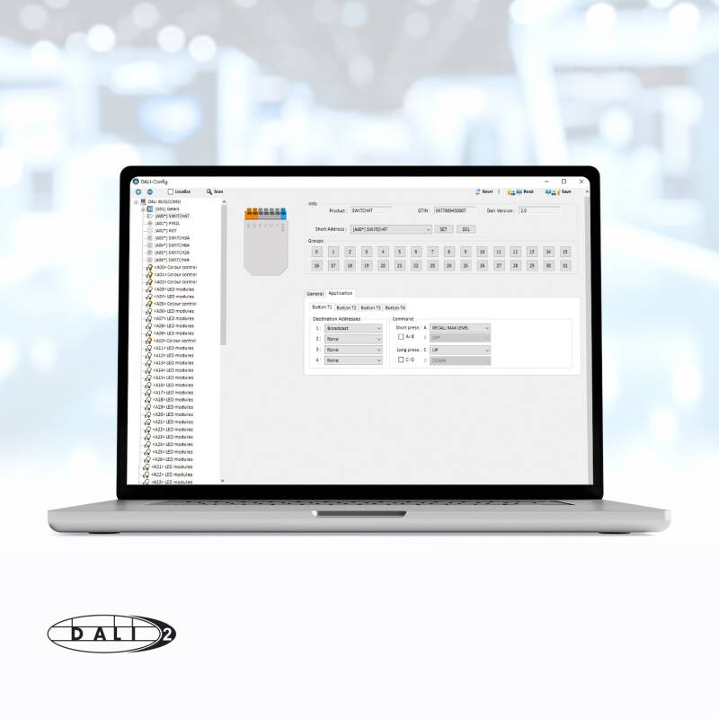 Controlador de Contactos Secos DALI-2 compatible con Pulsador