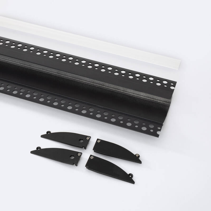 Perfil Aluminio Empotrable para Escayola/Pladur 2m para Tira LED hasta 12mm