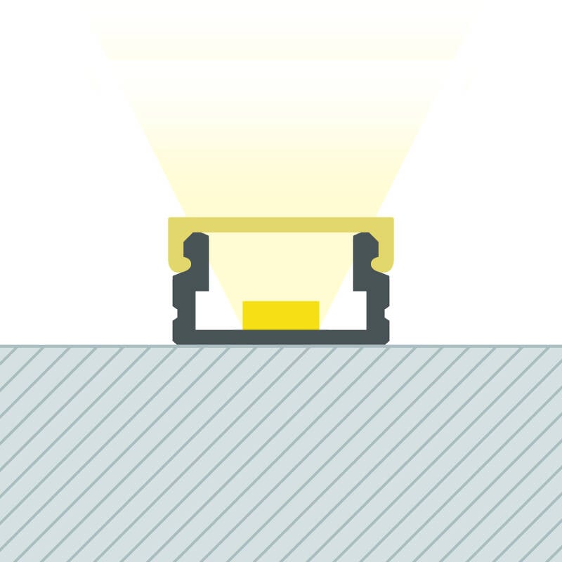 Perfil Aluminio Superficie 2m para Tira LED hasta 8 mm