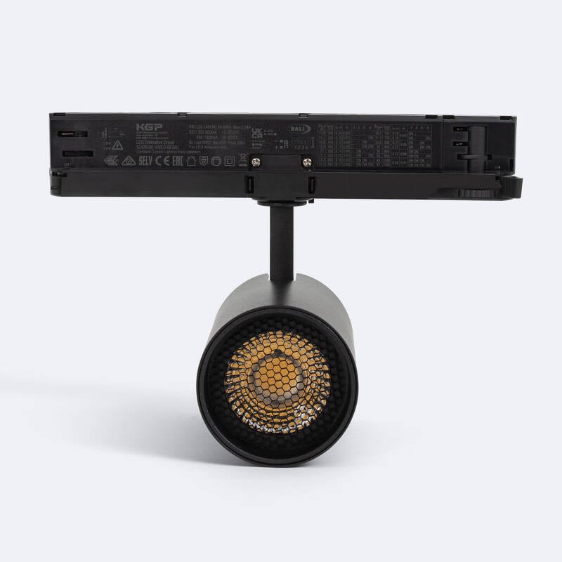 Foco Carril LED Trifásico 30W Fasano Antideslumbramiento CCT Seleccionable Regulable DALI Negro