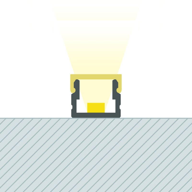 Perfil Aluminio Superficie 2m para Tira LED hasta 6 mm