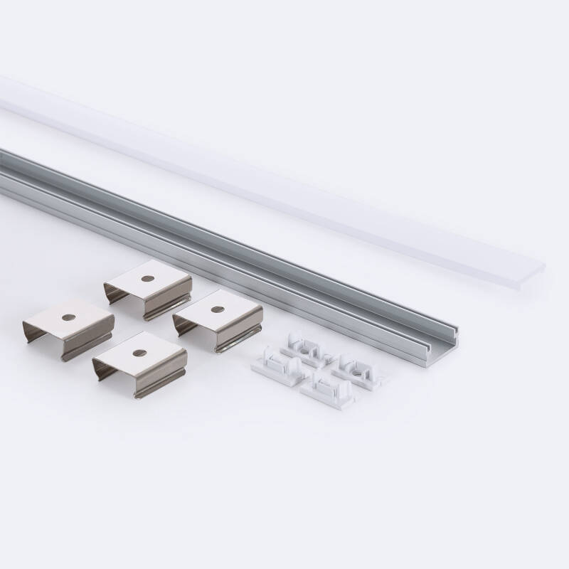 Perfil Aluminio Superficie 2m para Tira LED hasta 10 mm
