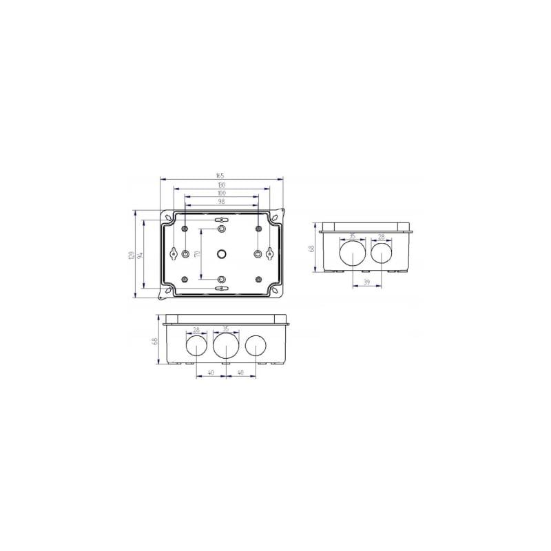 Caja de Empalme y Derivación Estanca de Superficie IP55 165x120x72 mm