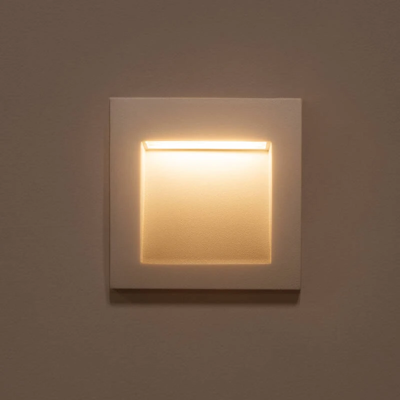 Baliza Exterior LED 4W Empotrable Pared Cuadrado Blanco Leif