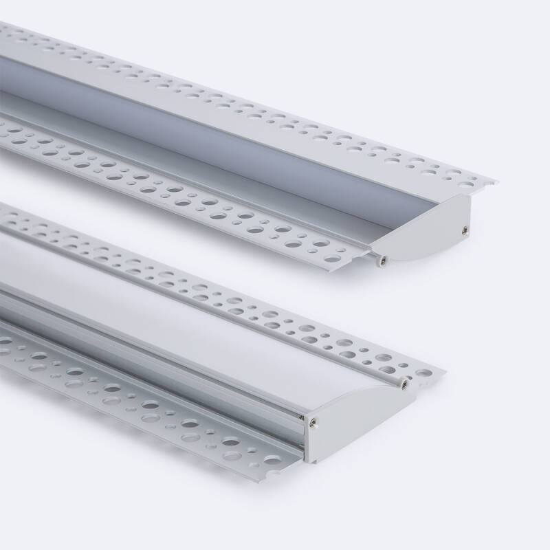 Perfil Aluminio Empotrable para Escayola/Pladur 2m para Tira LED hasta 12mm