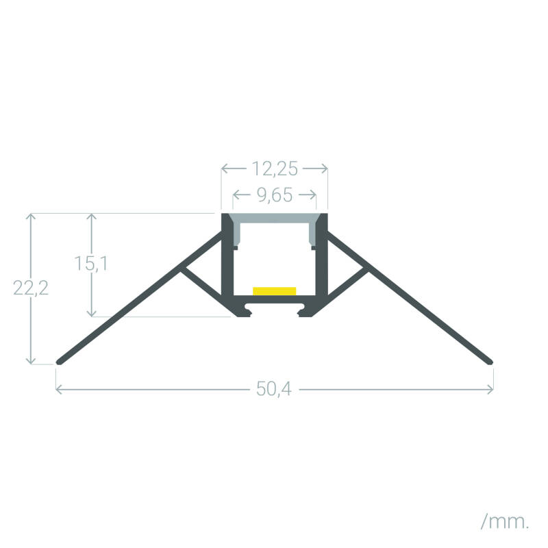 Perfil Aluminio Integrado en Escayola/Pladur Esquina Arista Tira LED hasta 9 mm