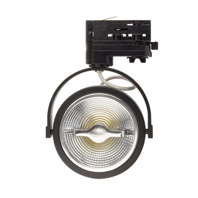 Foco Carril LED Trifásico 15W Regulable CREE AR111 Negro