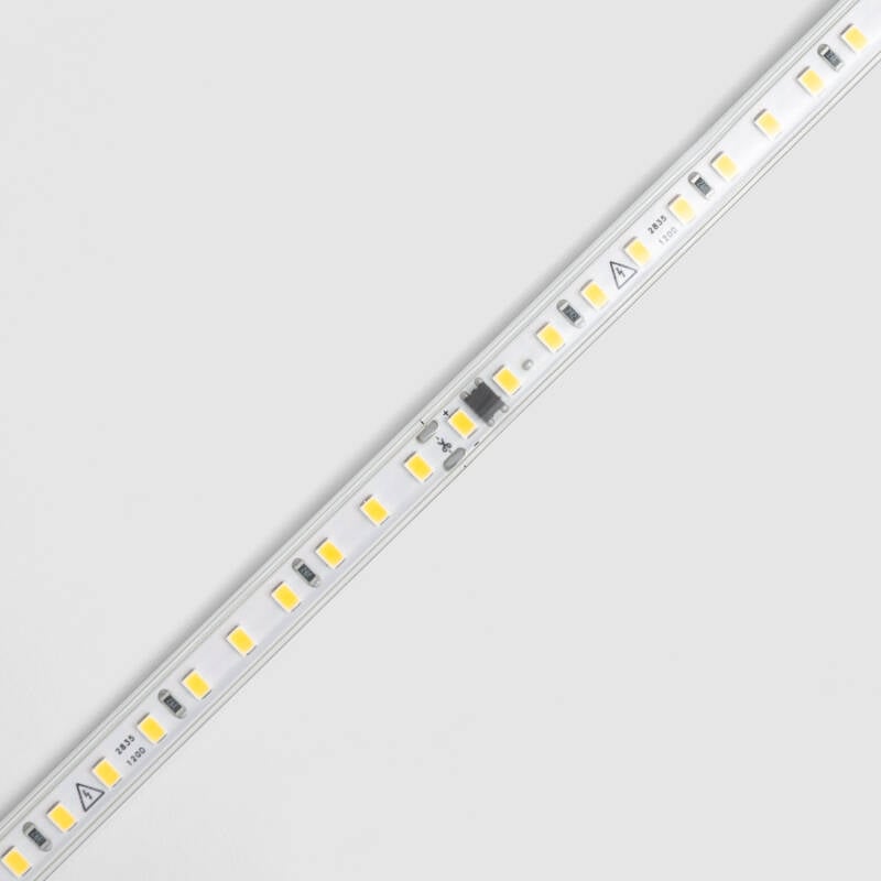 Tira LED Regulable 220V SMD Autorrectificada 120 LED/m BOBINA 20m 8,5W/m 750lm/m Ancho 10mm Corte 10cm IP65