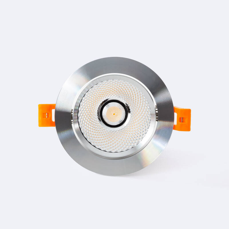 Foco Downlight LED 12W COB Direccionable Circular Plata Corte Ø 90 mm