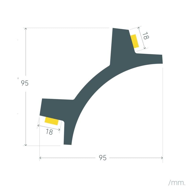 Moldura para 2 Tiras LED 2m Arco Design