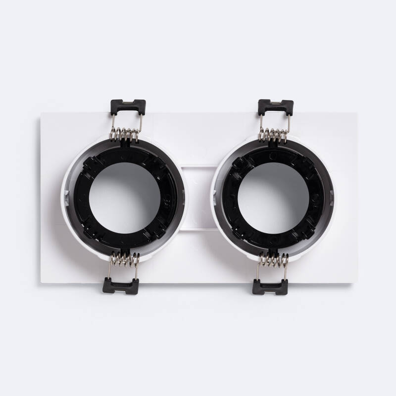 Aro Downlight Cuadrado Cónico Basculante para dos Bombillas LED GU10 / GU5.3 Corte 75x150 mm