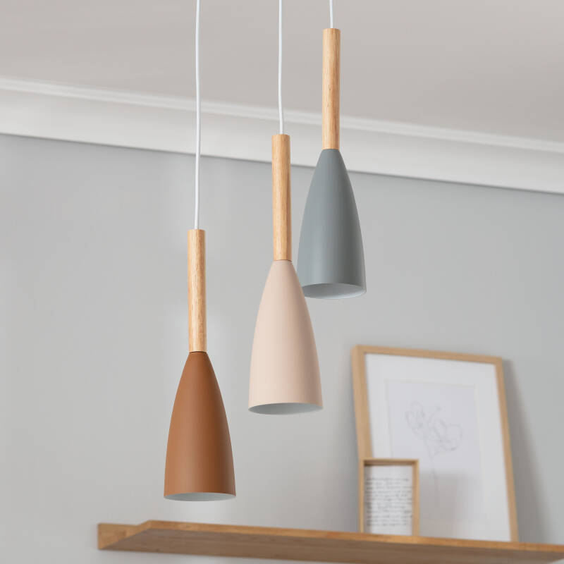 Lámpara Colgante Metal y Madera Rain