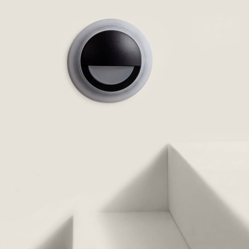 Baliza LED 3W Empotrable Pared Circular Negro Occulare