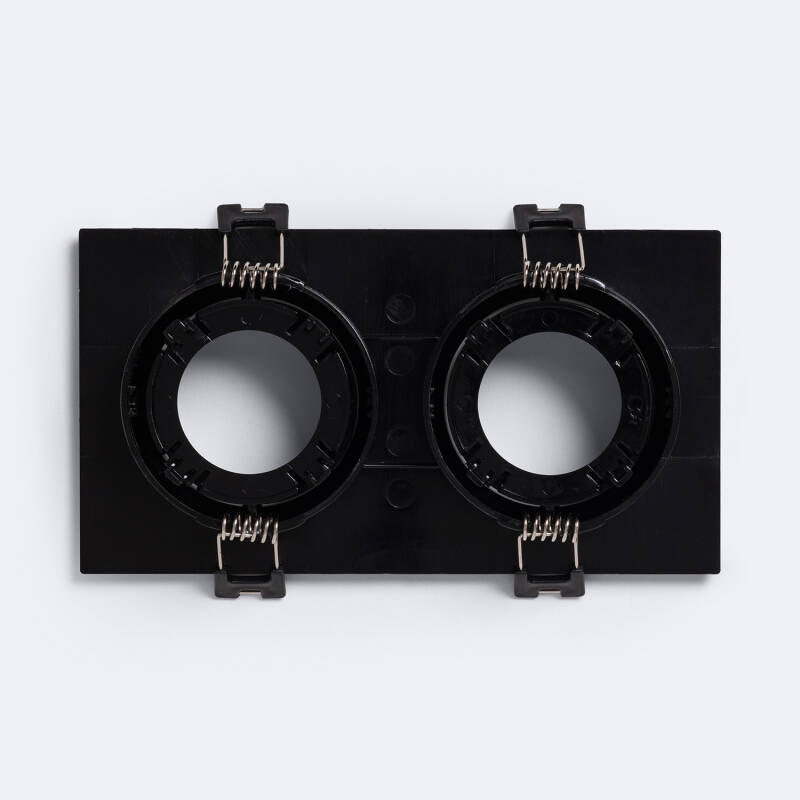 Aro Downlight Cuadrado Cónico Basculante para dos Bombillas LED GU10 / GU5.3 Corte 75x150 mm