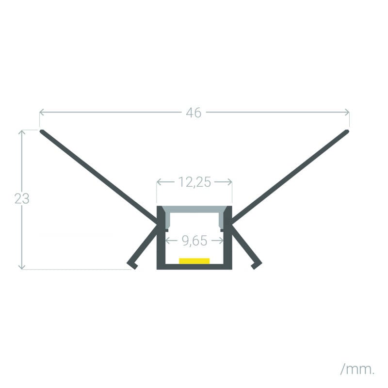 Perfil Aluminio Integrado en Escayola/Pladur Esquina Interior Tira LED hasta 9 mm