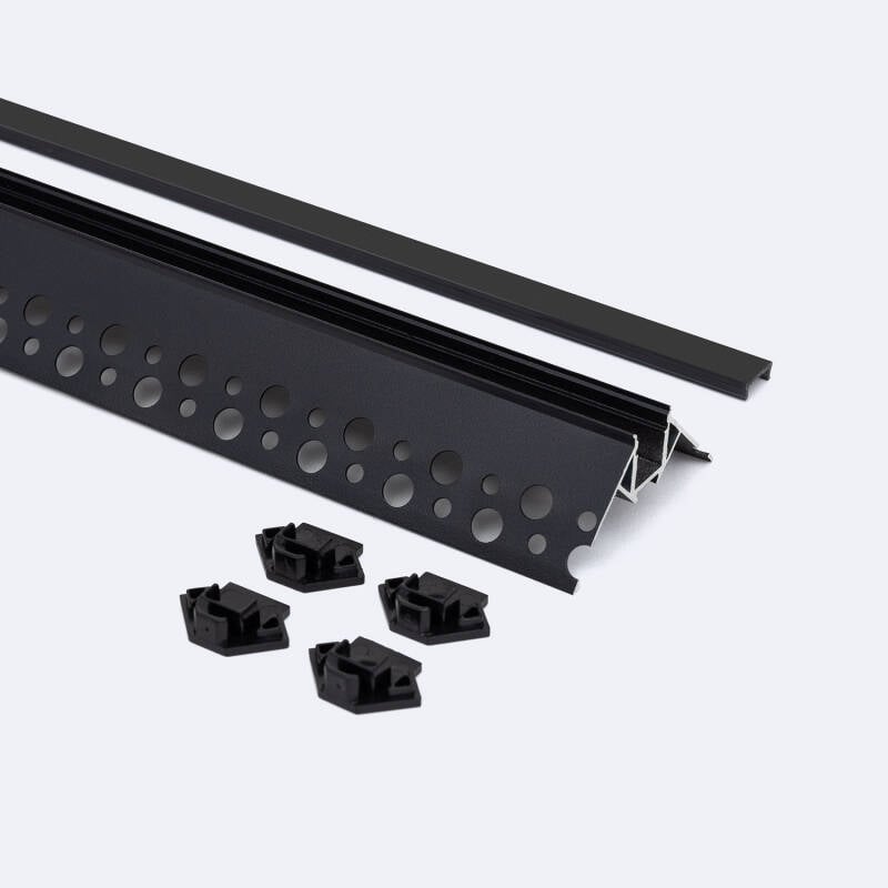 Perfil Aluminio Integrado en Escayola/Pladur Esquina Arista Tira LED hasta 9 mm