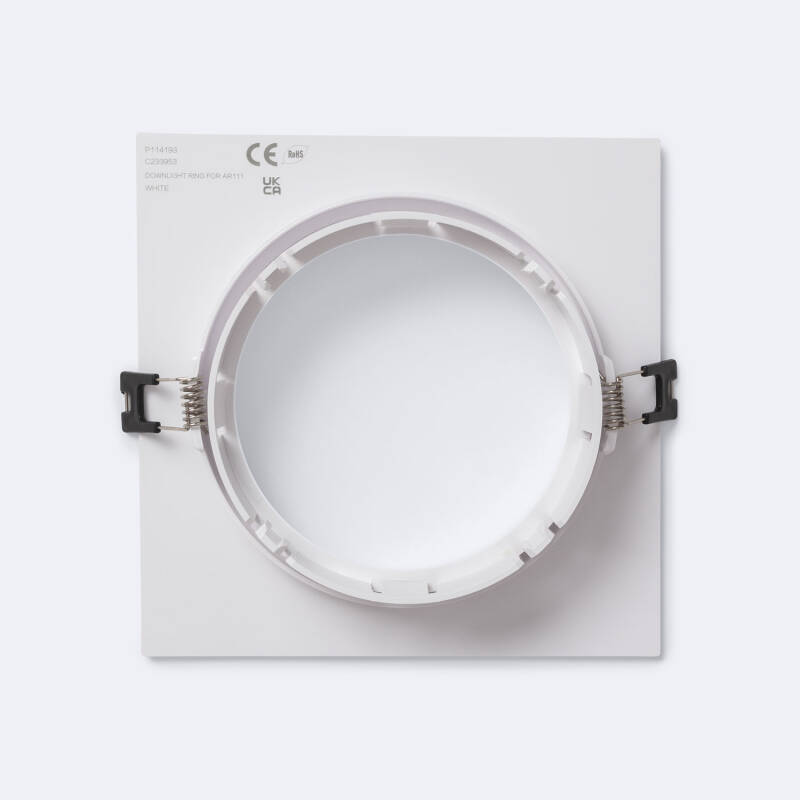 Aro Downlight Empotrable Cuadrado Direccionable para Bombilla LED GU10 AR111 Corte Ø135 mm