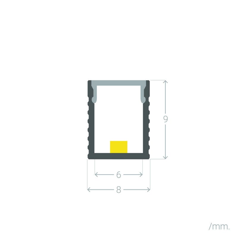 Perfil Aluminio Superficie Mini para Tira LED hasta 6 mm
