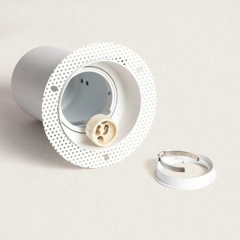 Aro Downlight Integración Escayola/Pladur Circular para Bombilla LED GU10 Corte Ø 90 mm Trimless Ajustable