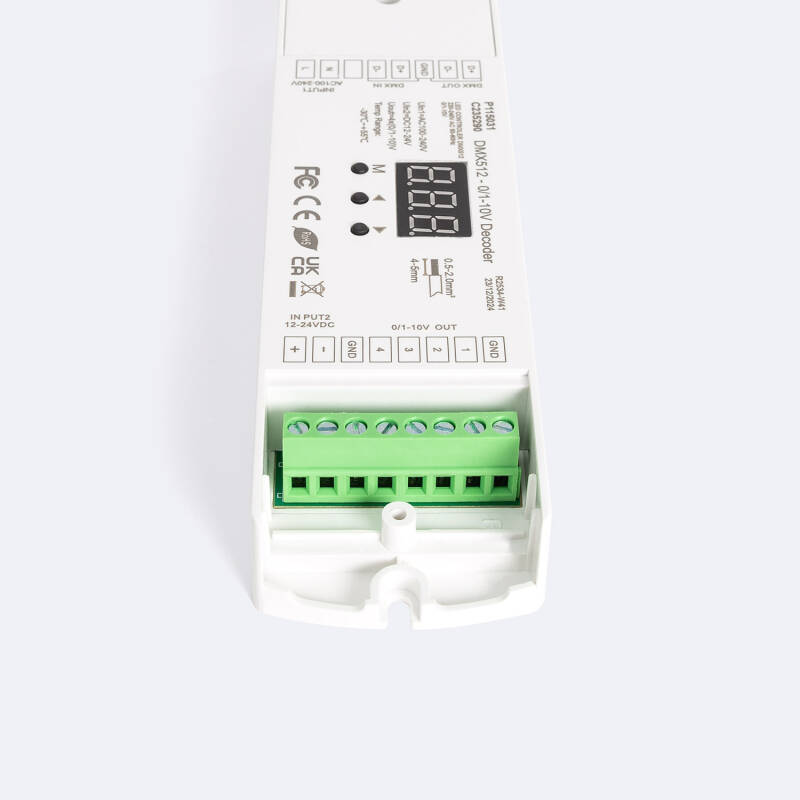 Decodificador DMX512 a 0/1-10V 4 Canales con RDM SKYDANCE DL-L para Carril DIN