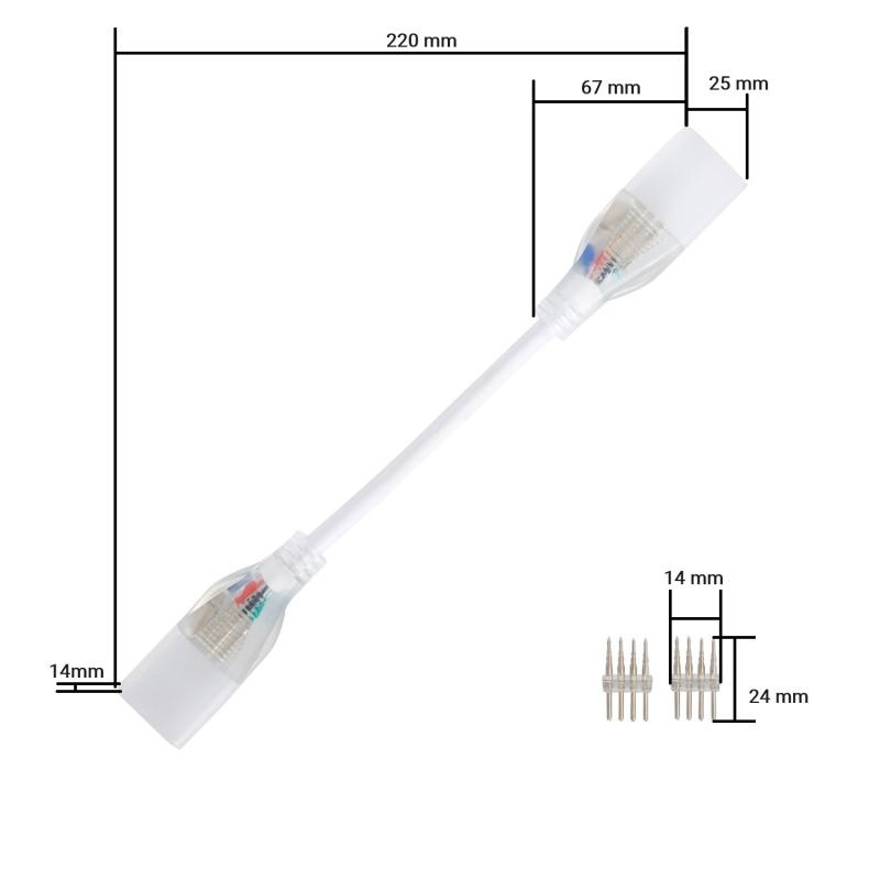 Cable Conector Neón LED 11 W/m RGB  220V AC 60 LED/m Semicircular 180º IP67 a Medida Corte cada 100 cm