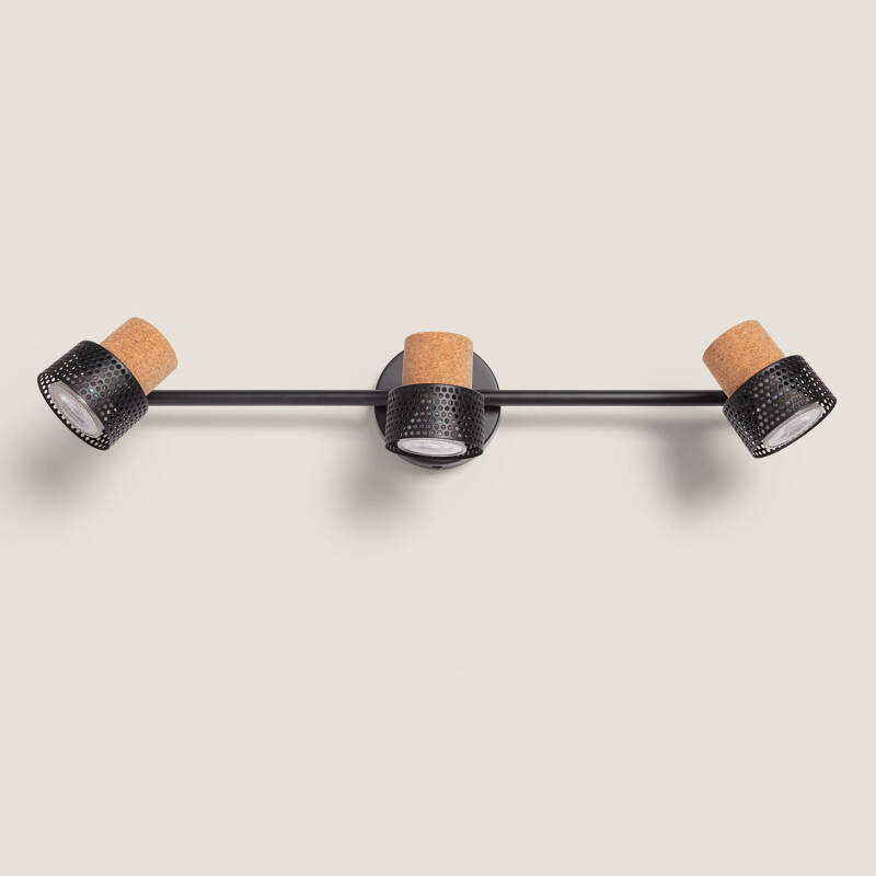 Lámpara de Pared Metal y Corcho Tres Focos Liksy
