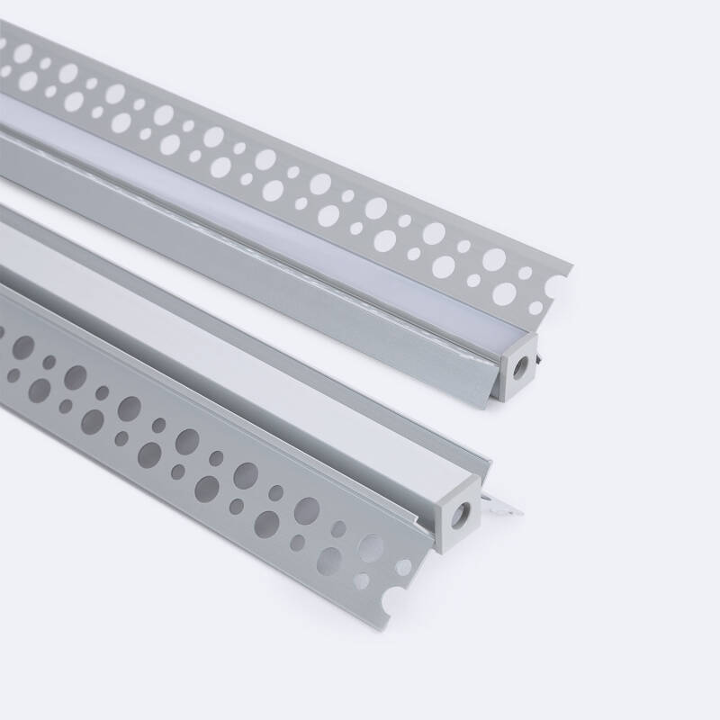 Perfil Aluminio Integrado en Escayola/Pladur Esquina Interior Tira LED hasta 9 mm
