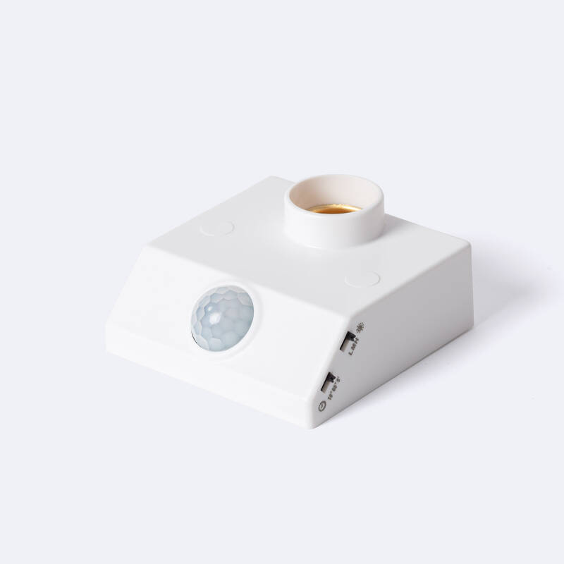 Sensor de Movimiento PIR Crepuscular 360º de Pared para Bombillas E27