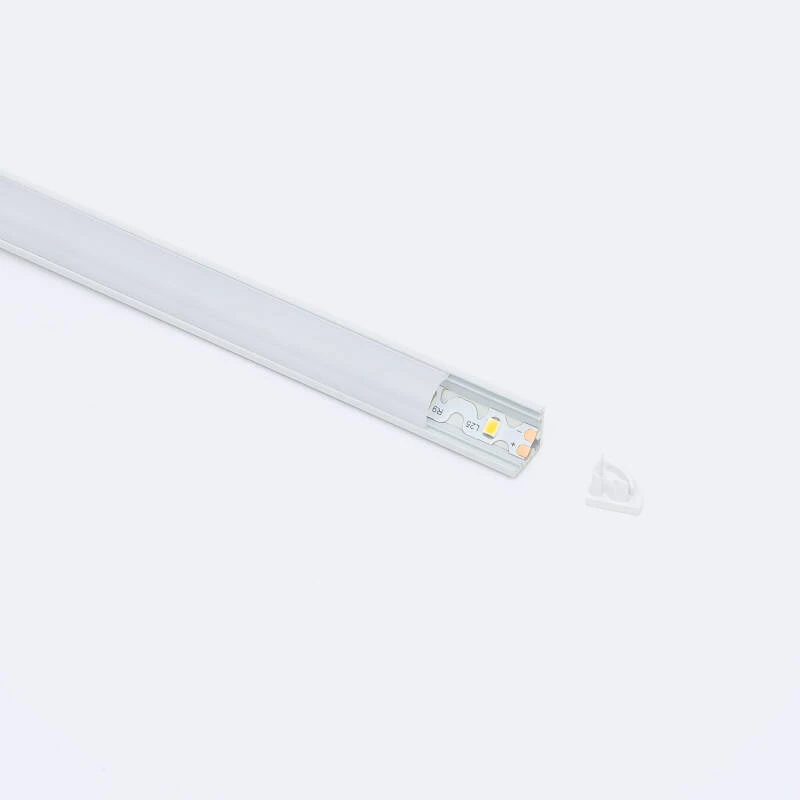 Perfil Aluminio Esquina Tapa Circular 2m para Tira LED hasta 5 mm