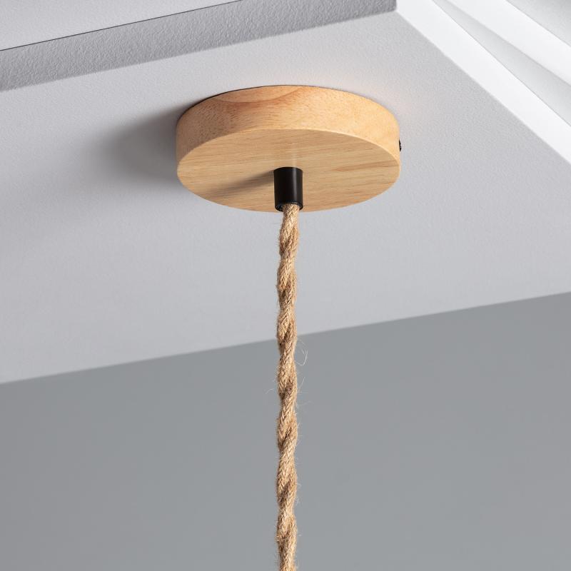 Lámpara Colgante con Cable Textil Trenzado Natural y Negro