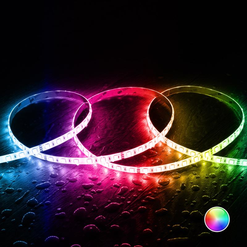 Tira LED 24V RGB SMD 60 LED/m 5m 10W/m Ancho 10mm Corte 10cm IP65