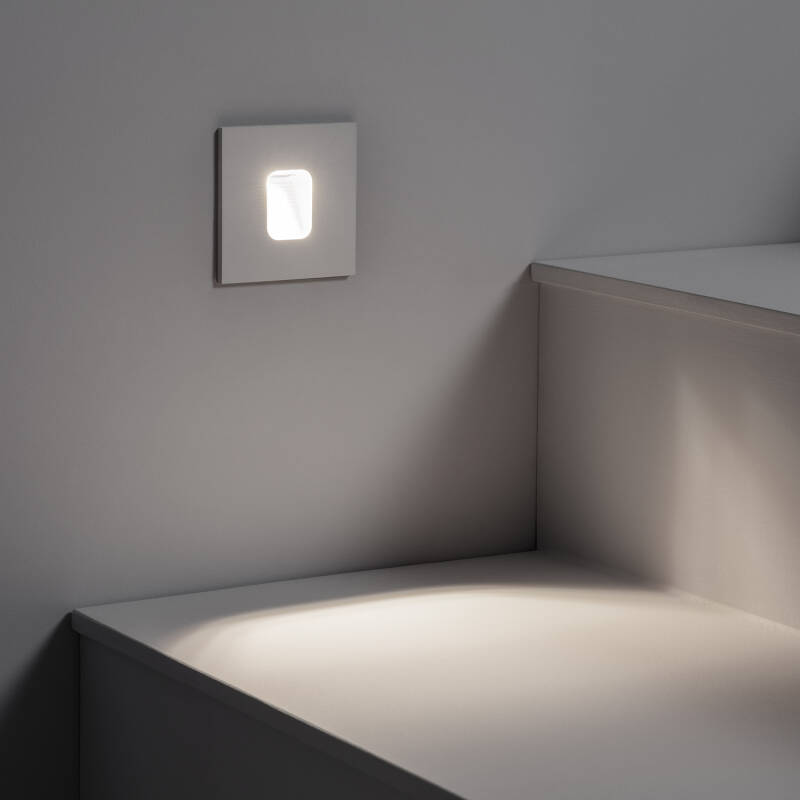 Baliza Exterior LED 2W Empotrable Pared Cuadrado Blanco Olite