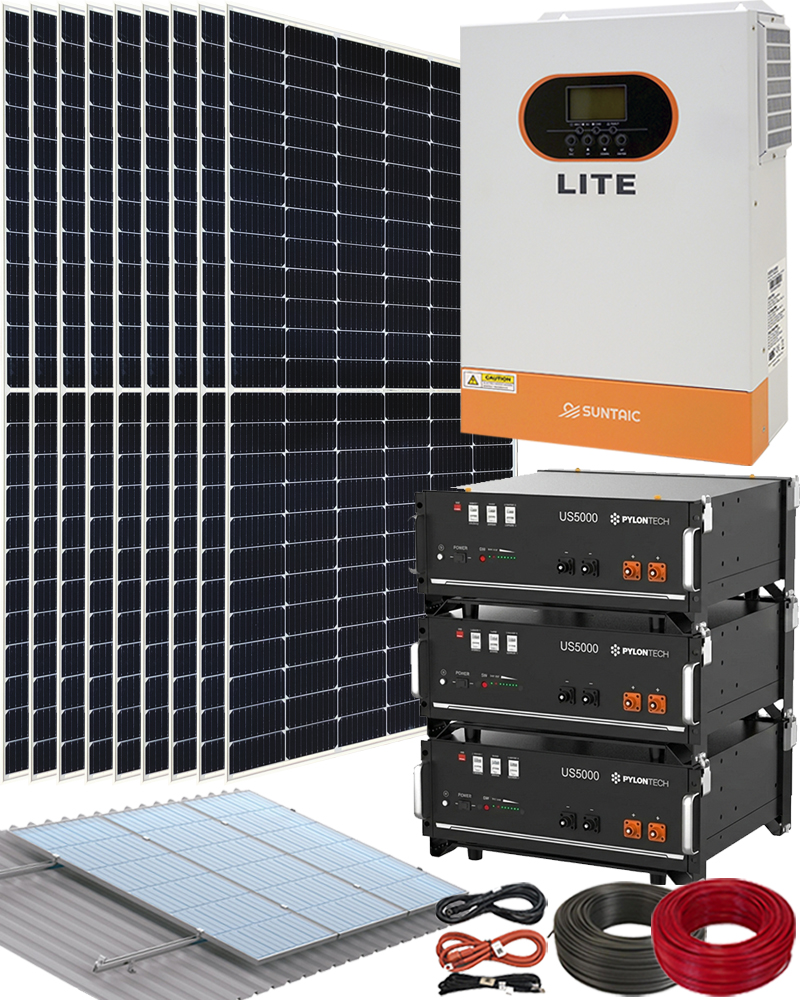 Kit Solar Casa de Campo Aislada 5000W 48V con Batería de Litio Pylon