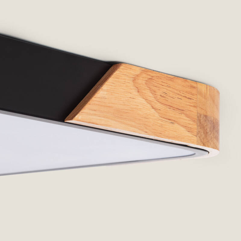 Plafón LED 30W Rectangular Madera y Metal 625x425 mm CCT Seleccionable Semi-Dari