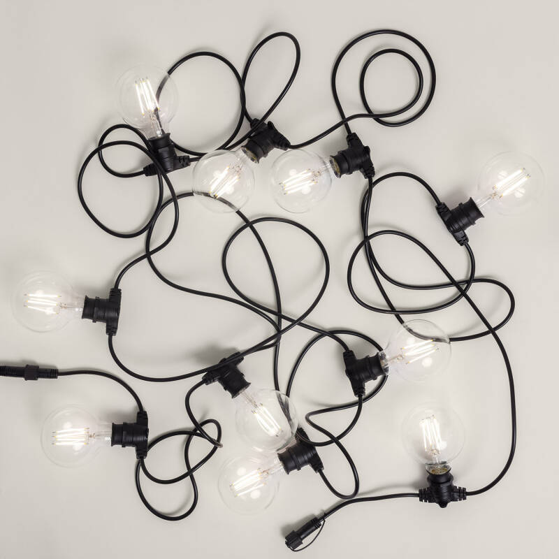 Guirnalda Exterior con Bombillas LED B22 Filamento G95 10m IP44 Negro