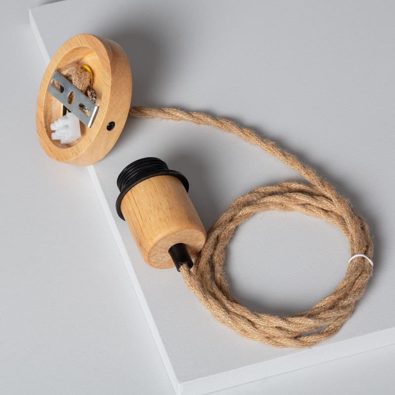 Lámpara Colgante con Cable Textil Trenzado Natural y Negro