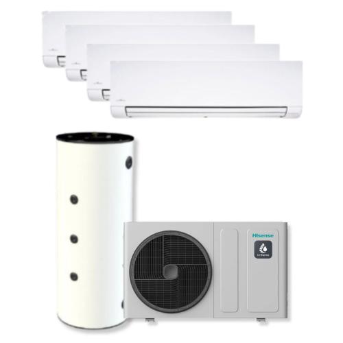 Kit Aerotermia con fancoils 14kW Hisense Hi-Therma con depósito 200L para 120m2