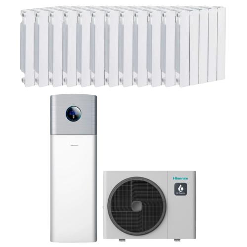 Kit Aerotermia con Radiadores de Agua 14kW Hisense Hi-Therma para 160m2