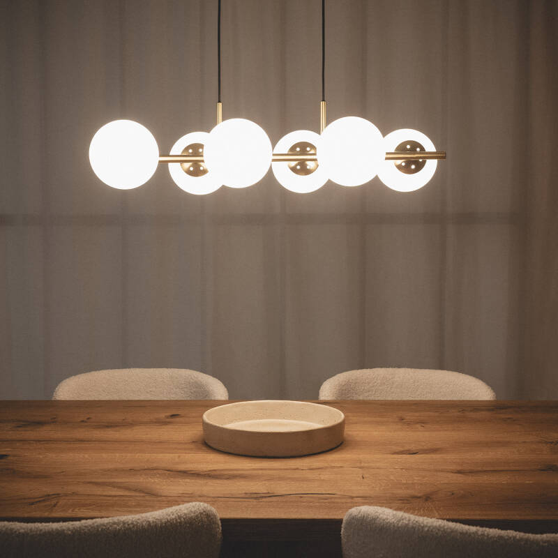 Lámpara Colgante Metal y Cristal Moonlight Brass 6 Focos