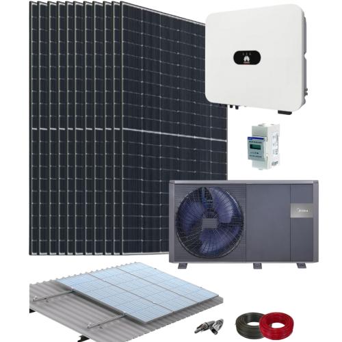 Kit Aerotermia y Placas Solares 8kW Huawei con Batería Litio 5kWh y Bomba de Calor 6kW con material de instalación