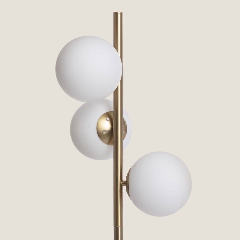 Lámpara de Pie Metal y Cristal Moonlight Brass Round 3 Focos