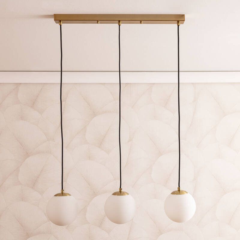 Lámpara Colgante Metal y Cristal Moonlight Brass 3 Focos