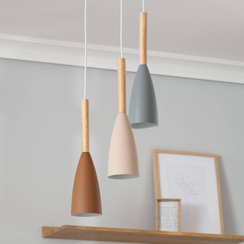Lámpara Colgante Metal y Madera Rain