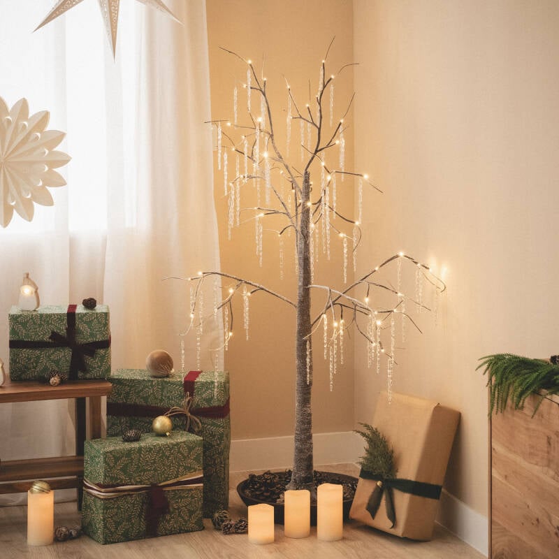 Árbol de Navidad 64 LED 150 cm Blanco Cálido