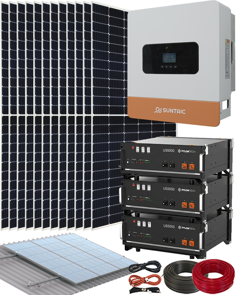 Kit Placas Solares en Casa con Inversor Híbrido Suntaic STH6M-2 6000W y 3 Baterías Litio 48V