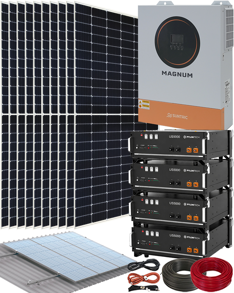 Kit Placas Solares Fotovoltaica Aislada 11kW Magnum con 20kWh Litio y 30kWhdia
