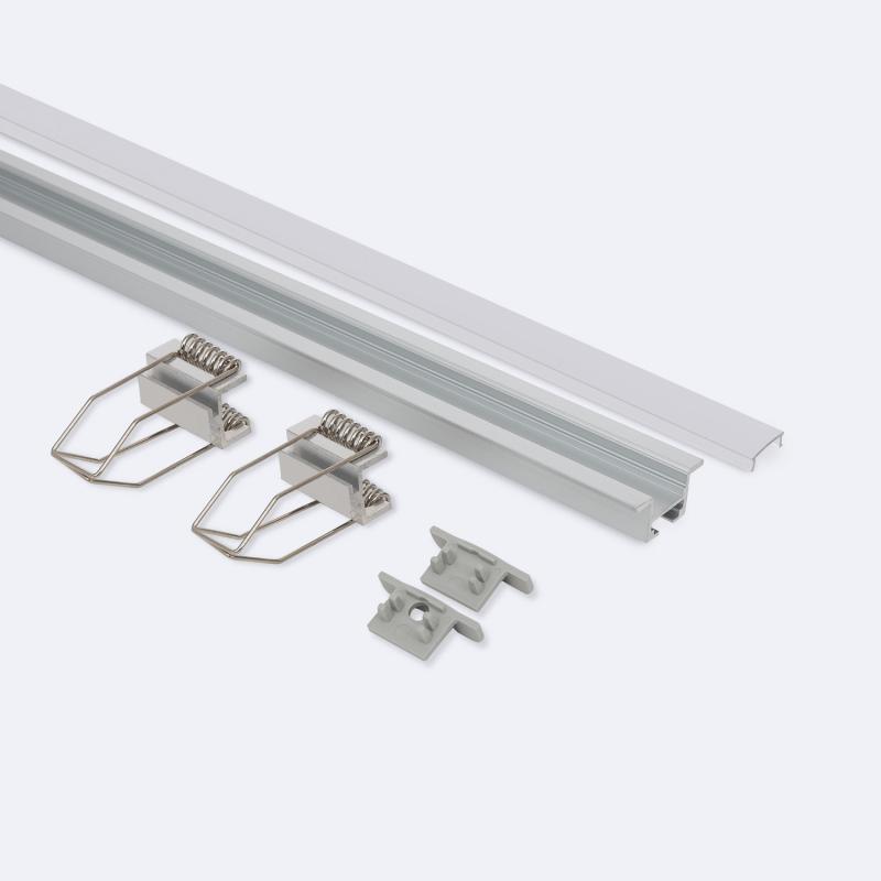 Perfil Aluminio Empotrable para Techo con Clips para Tiras LED hasta 12 mm