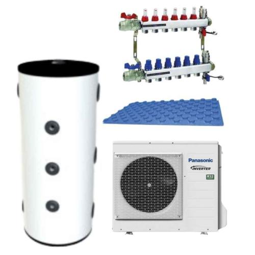 Kit Calefacción Aerotermia Suelo radiante para 80m2 con Panasonic Aquarea High Performance 7kW
